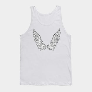 wings, hand drawn, black and white illustration Tank Top